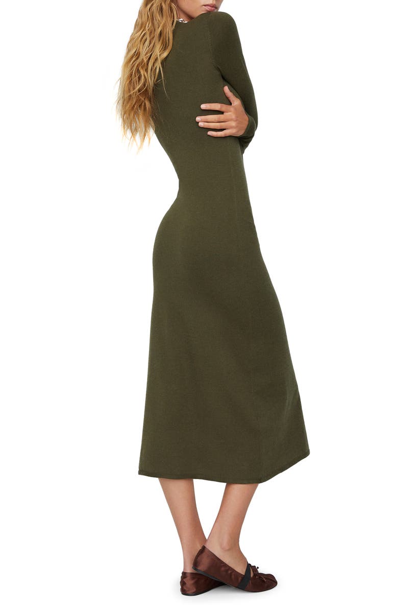 MANGO Mock Neck Long Sleeve Midi Sweater Dress, Alternate, color, 