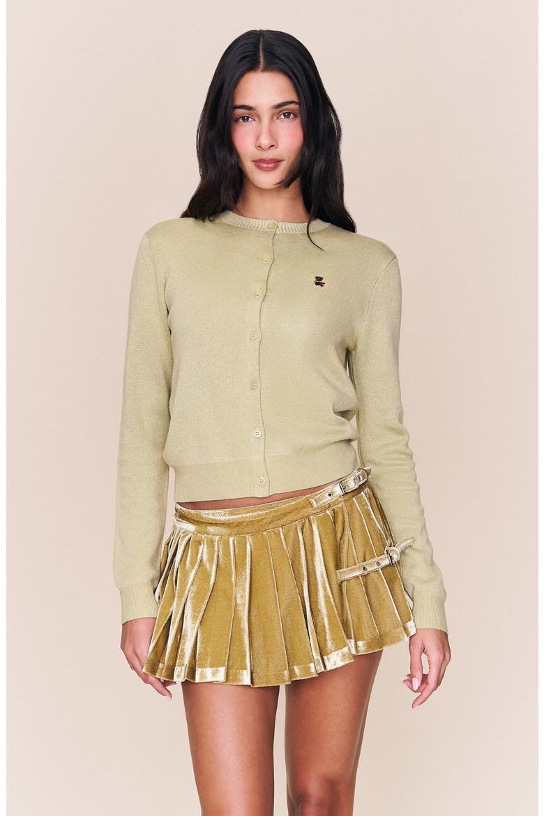Rylan Velvet Mini Skirt, Alternate, color, Olive