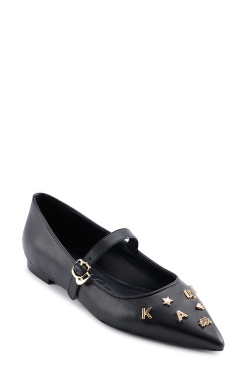 Karl Lagerfeld Paris Veyda Pointed Toe Mary Jane Flat In Black