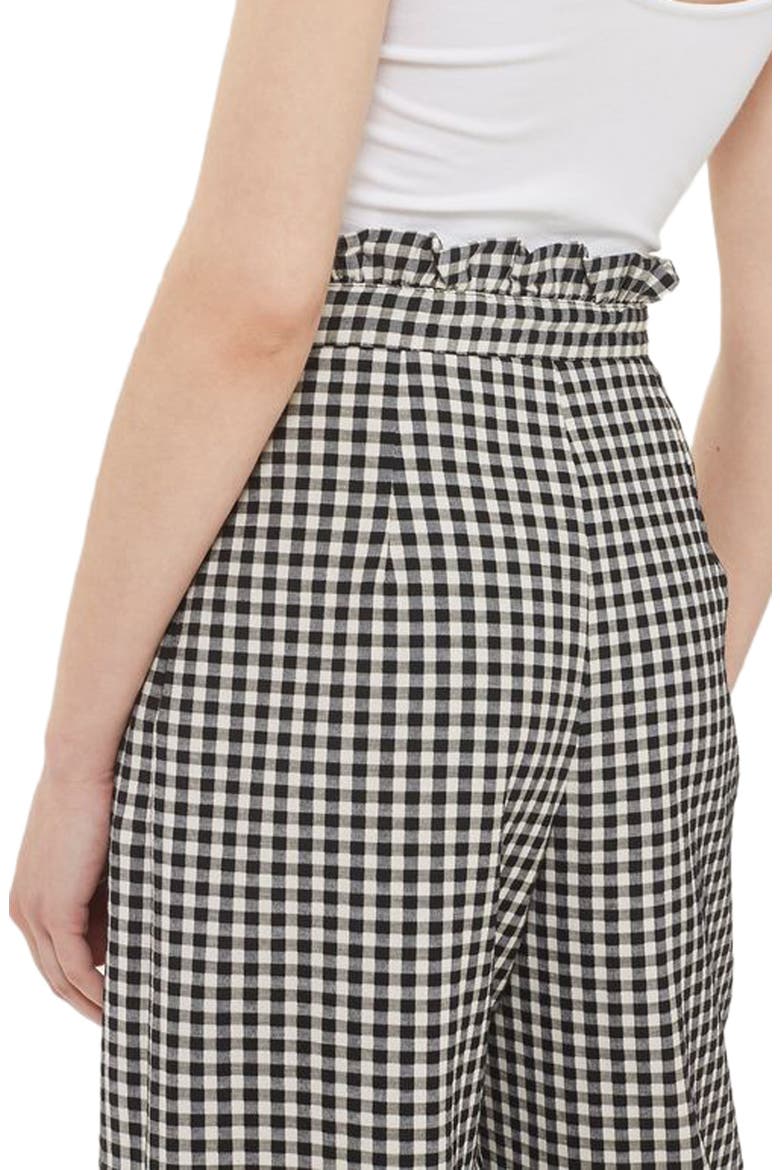 Ruffle Trim Gingham Trousers, Alternate, color, BLACK MULTI