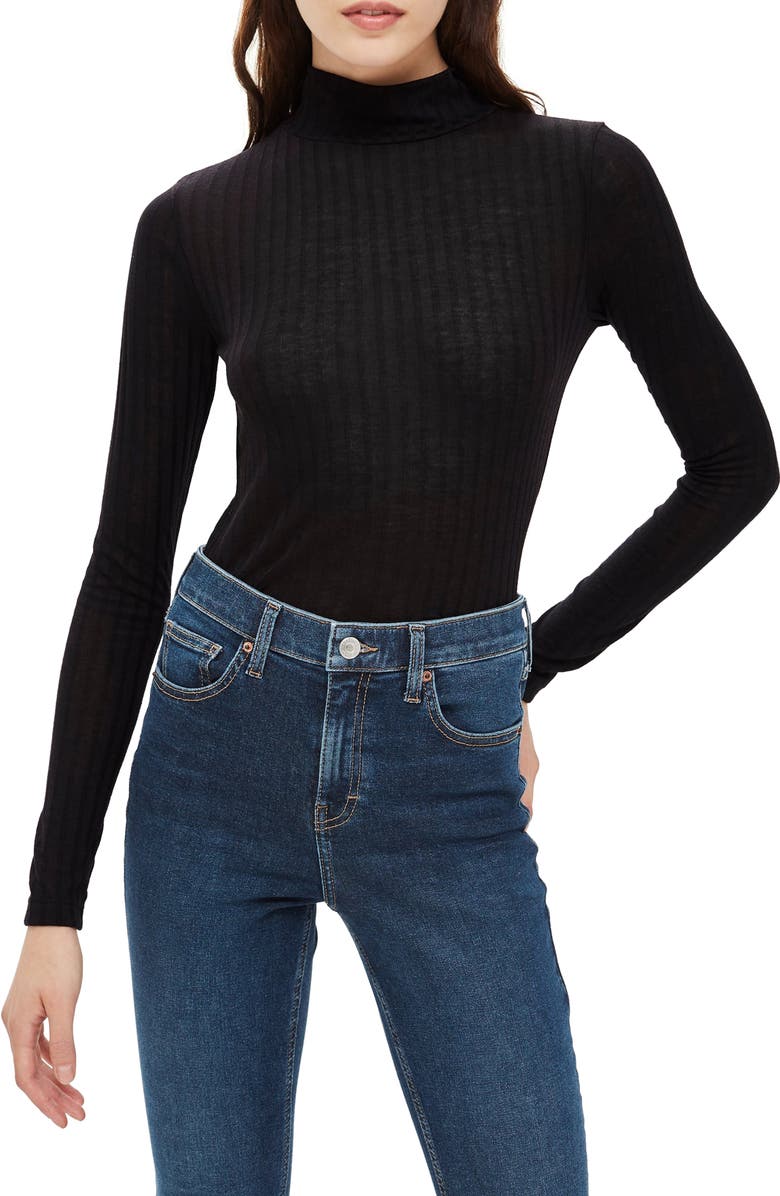 Topshop Funnel Neck Shirt, Main, color,