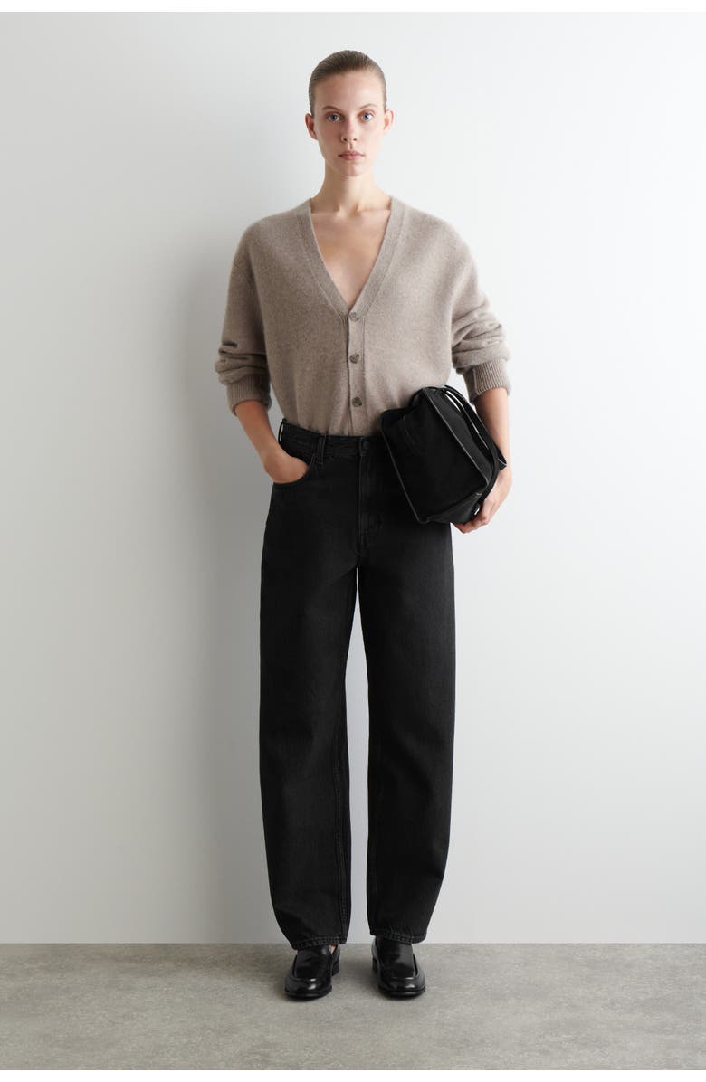 COS Bay Barrel-Leg Jeans, Main, color, Black