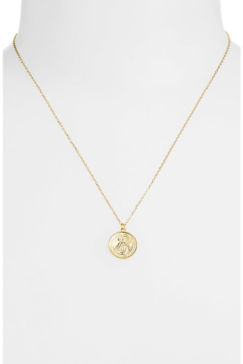 Virgin Mary Coin Pendant Necklace, Alternate, color, GOLD