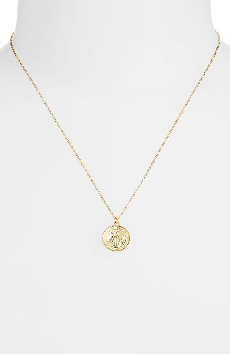 Argento Vivo Sterling Silver Virgin Mary Coin Pendant Necklace, Alternate, color, Gold