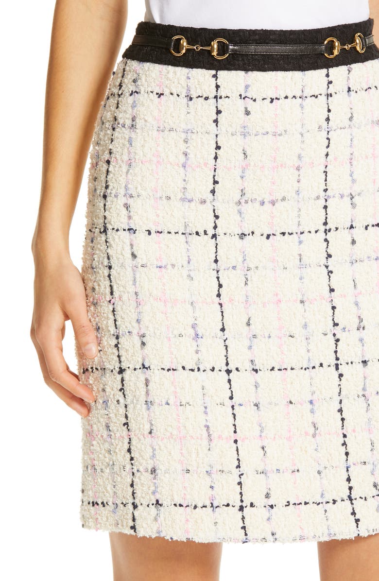Gucci Checked Tweed A-Line Skirt, Alternate, color, 