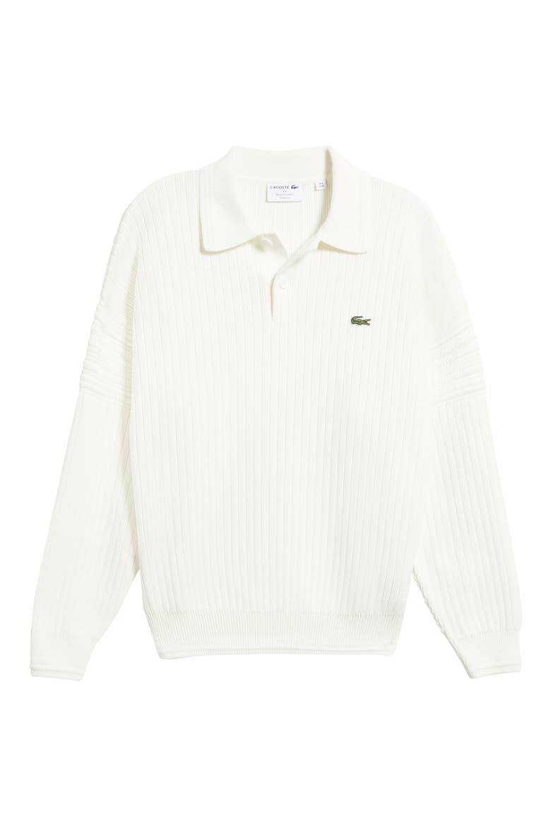 Made in France Ribbed Cotton Polo Sweater, Main, color, FLOUR