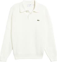 Lacoste Made in France Ribbed Cotton Polo Sweater
