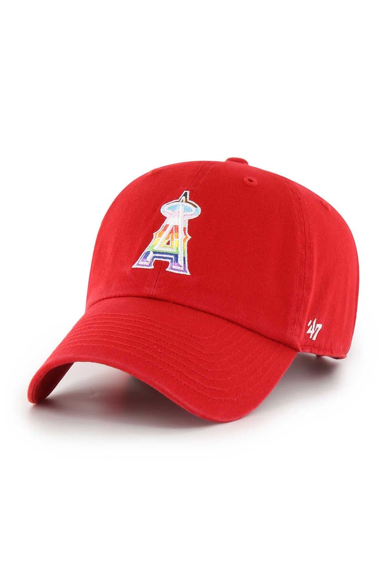 Men's '47  Red Los Angeles Angels Team Pride Clean Up Adjustable Hat, Main, color, Red
