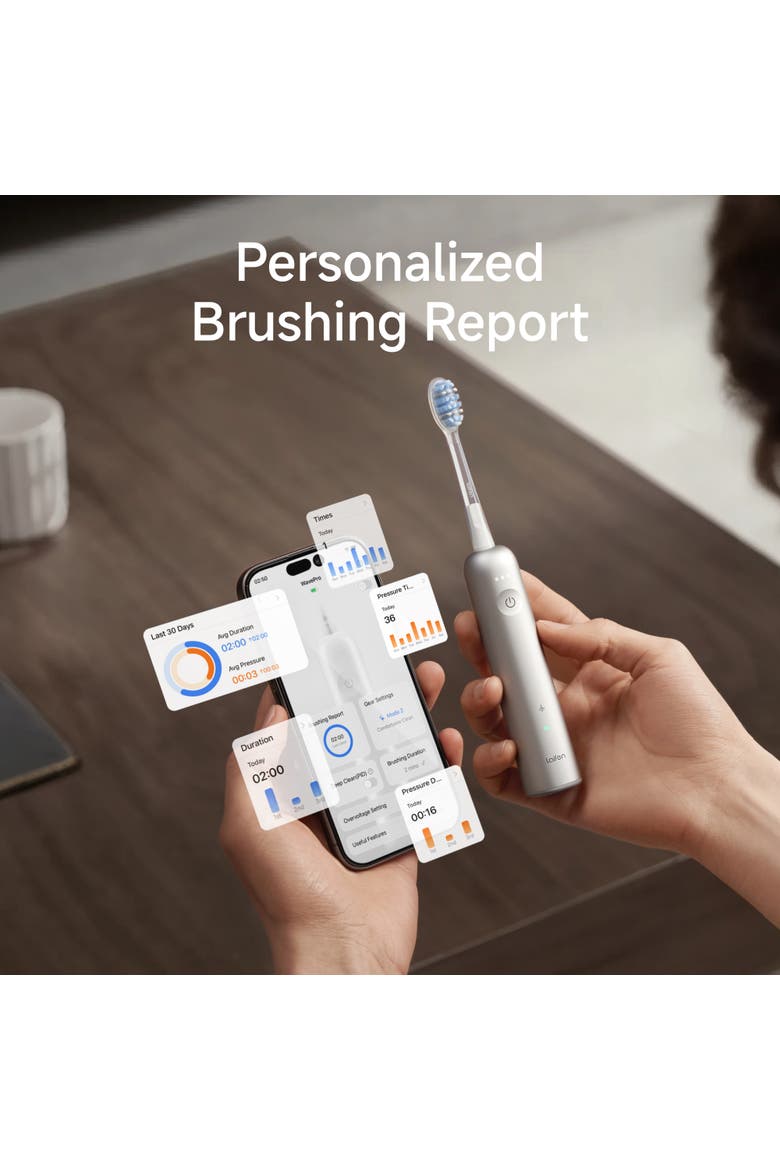 Wave Pro Electric Toothbrush with 2 Heads and Storage Bag, Alternate, color, Silver