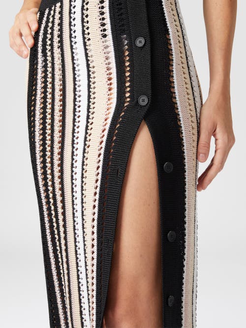 Missoni Striped Crochet Midi Skirt With Side Buttoning In Multicoloured