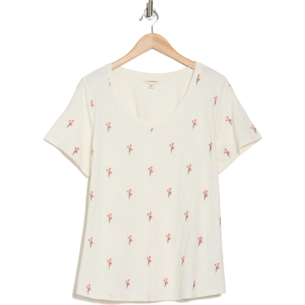 LUCKY BRAND LUCKY BRAND EMBROIDERED COTTON T-SHIRT