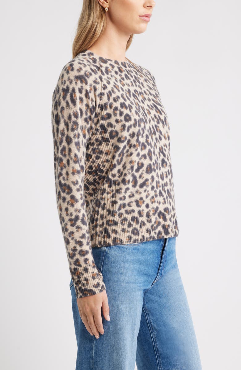 Caslon<sup>®</sup> Raglan Sleeve Wool & Cashmere Sweater, Alternate, color, Tan- Black Bea Leopard