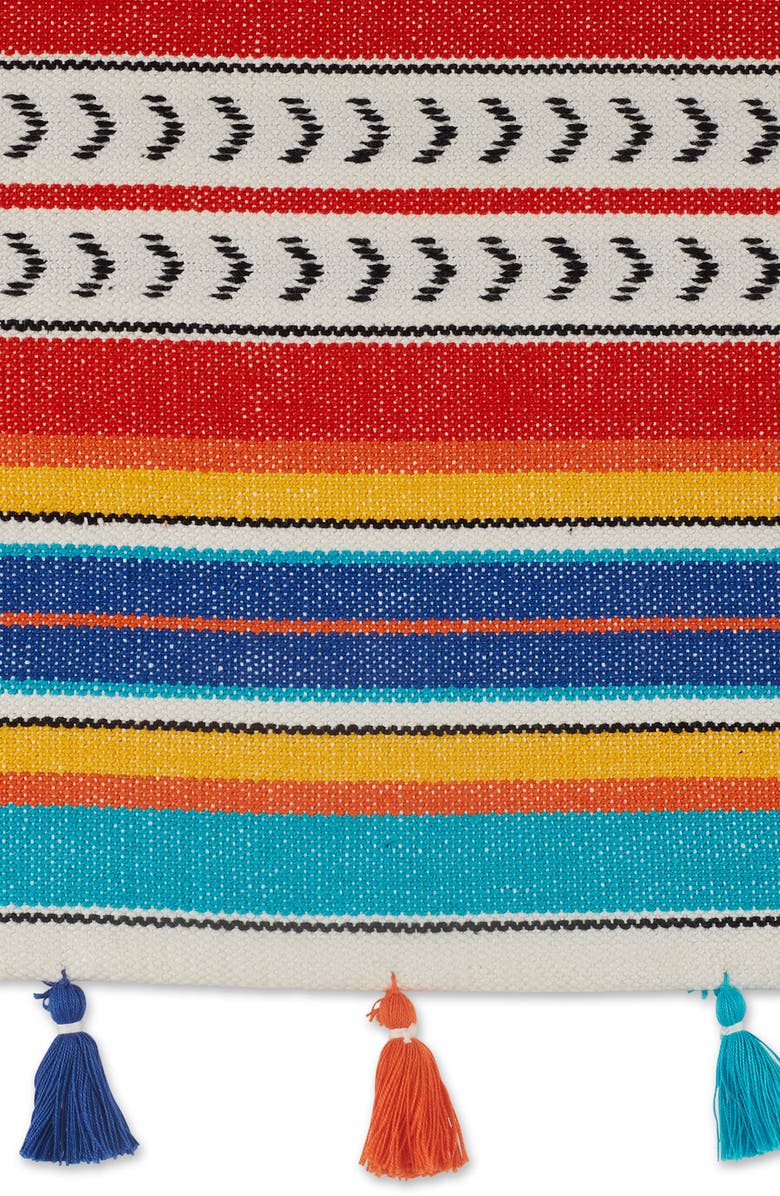 Design Imports Picante Stripe Tassel Table Runner, Alternate, color, Multi