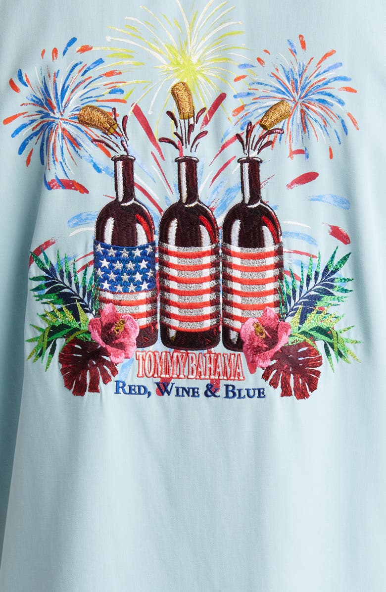 Tommy Bahama Stars, Stripes & Wine Embroidered Silk Camp Shirt, Alternate, color, 
