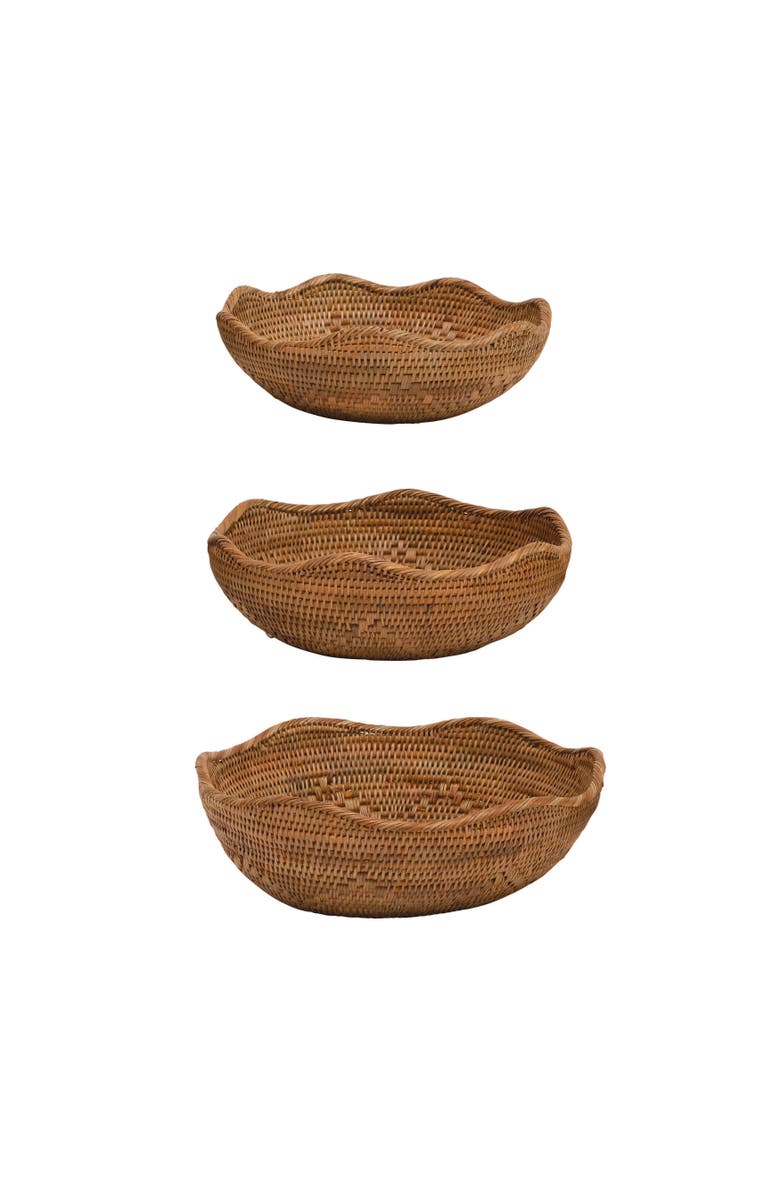 Storied Home Woven Rattan Bowls Set, Main, color, Natural