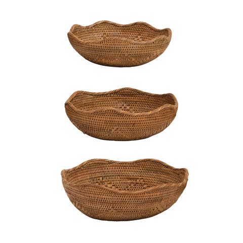 Woven Rattan Bowls Set