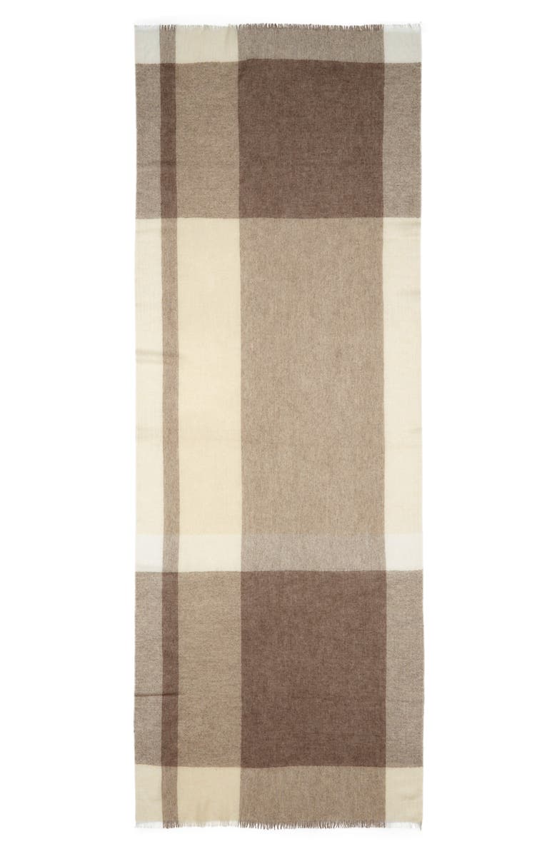 Nordstrom Textured Lightweight Cashmere Scarf, Alternate, color, Tan Plaid