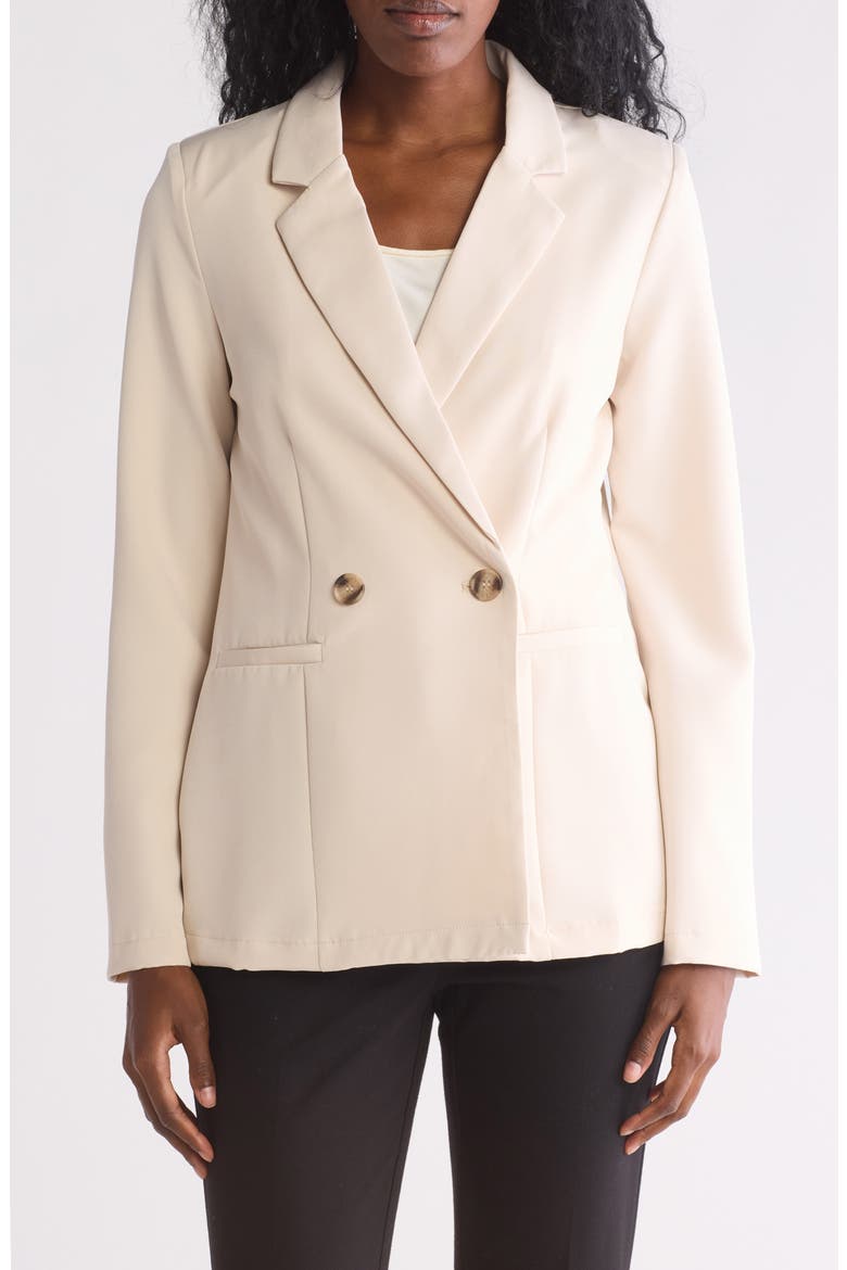 Solid Double Breasted Blazer, Main, color, LIGHT KHAKI