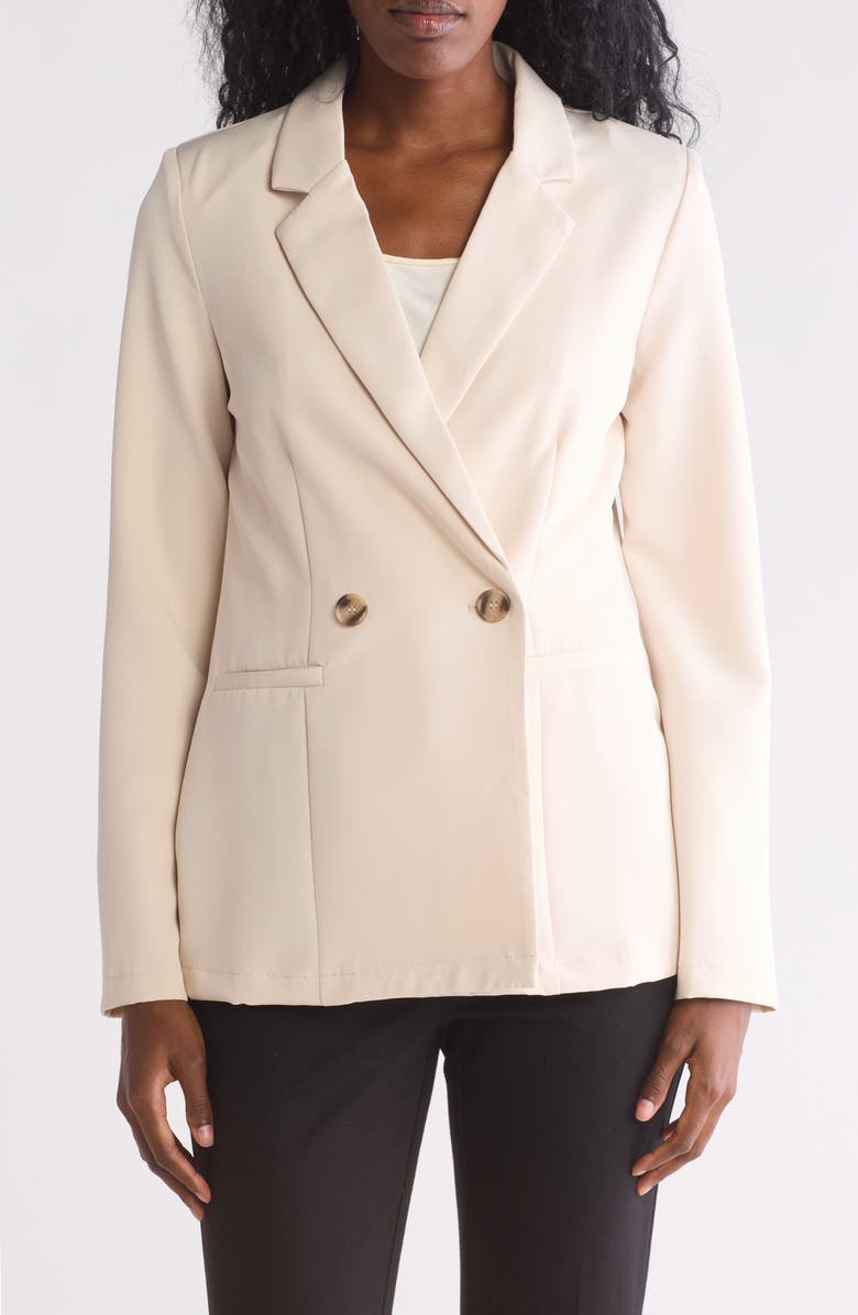 Blu Pepper Solid Double Breasted Blazer, Main, color, Light Khaki