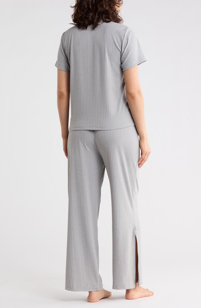 Tommy Hilfiger Short Sleeve Button-Up Top & Pants Pajamas, Alternate, color, Heather Grey