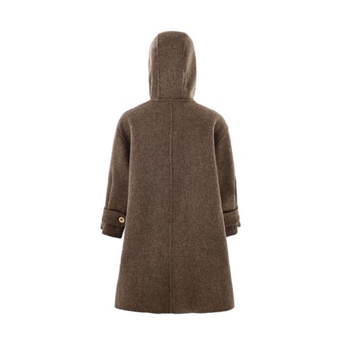 Sweet Cactus Hooded Wool Coat & Mittens Set In Brown