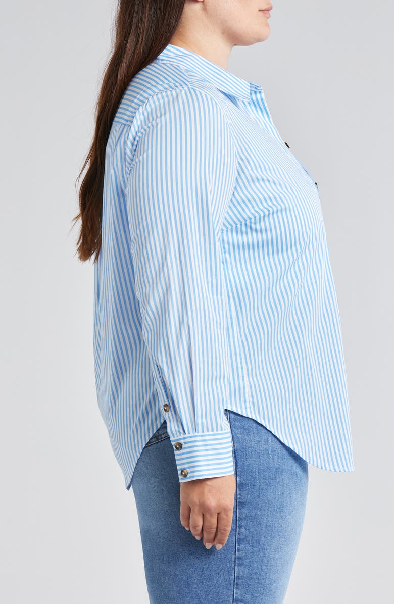 Universal Standard Elbe Classic Fit Button-Up Shirt, Alternate, color, Blue/ White Stripe