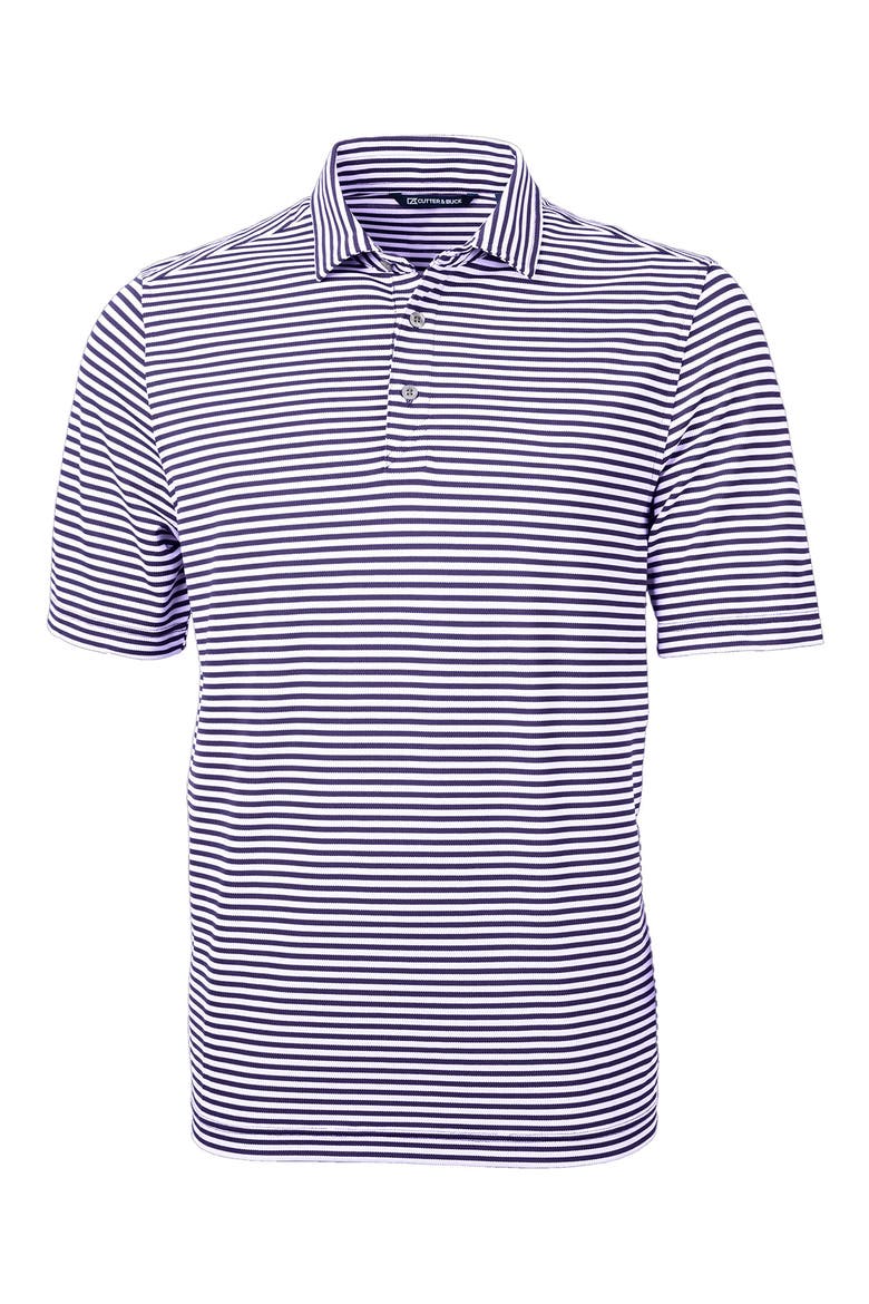 Virtue Piqué Stripe Recycled Blend Polo, Main, color, COLLEGE PURPLE