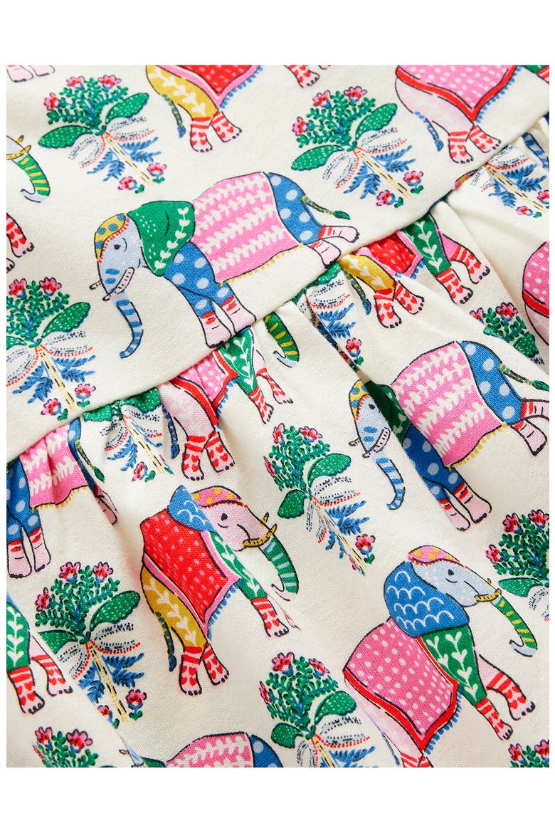 Kids' Twirly Cotton Jersey T-Shirt Dress, Alternate, color, MULTI ELEPHANT WOODBLOCK