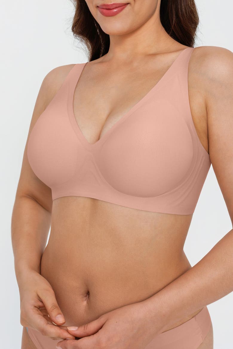 Smooth Wireless Minimizer Everydaywear Jelly Bra, Alternate, color, Blush Pink