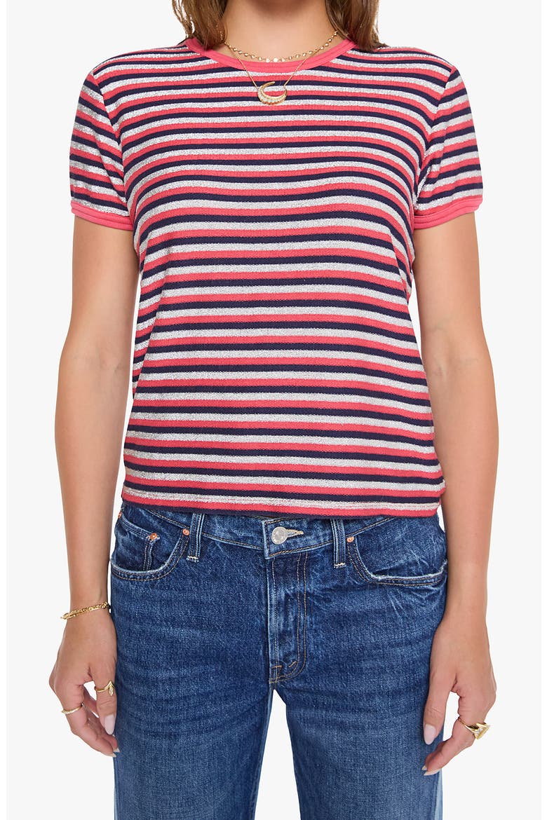 The Lil Goodie Ringer T-Shirt, Main, color, NAVY SILVER PINK STRIPE
