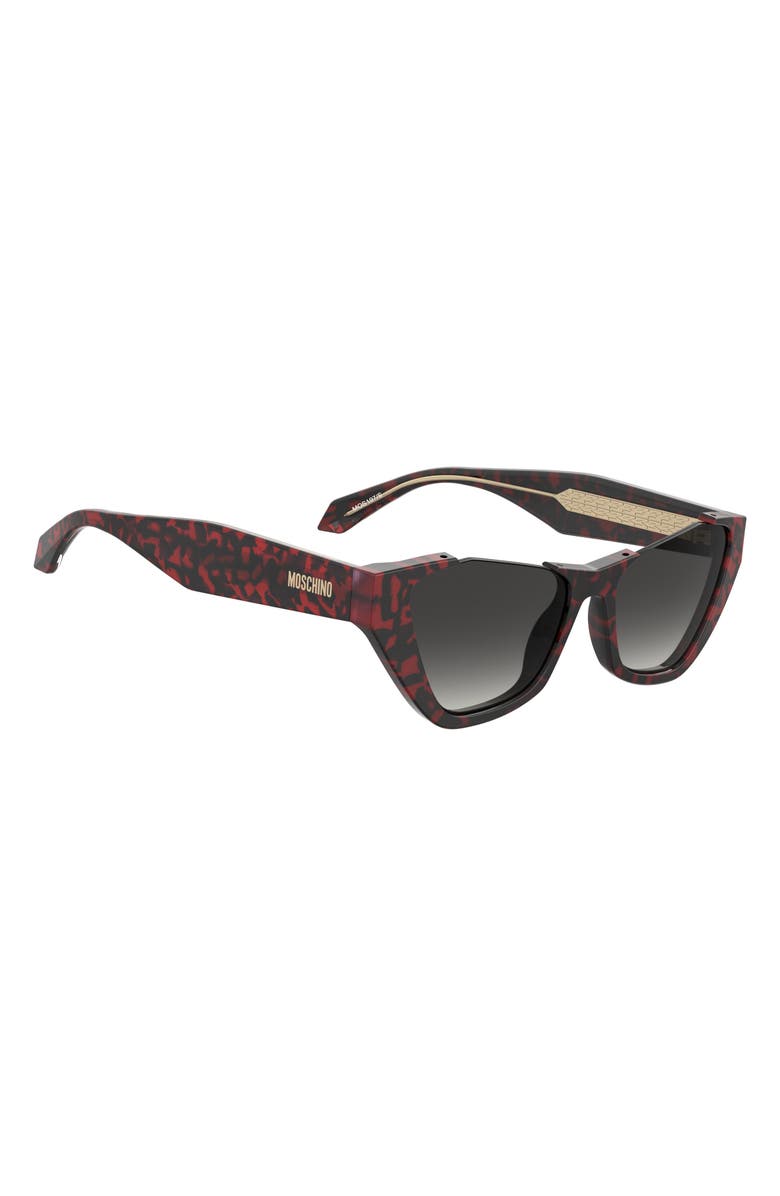 Moschino 53mm Cat Eye Sunglasses, Alternate, color, Red Havana/ Dark Grey