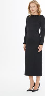 Gizia Maxi Dress with Neckline Trim Accessory and Zippers