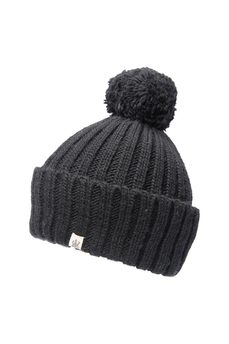 Park Fold Rib Pom Beanie, Main, color, Black
