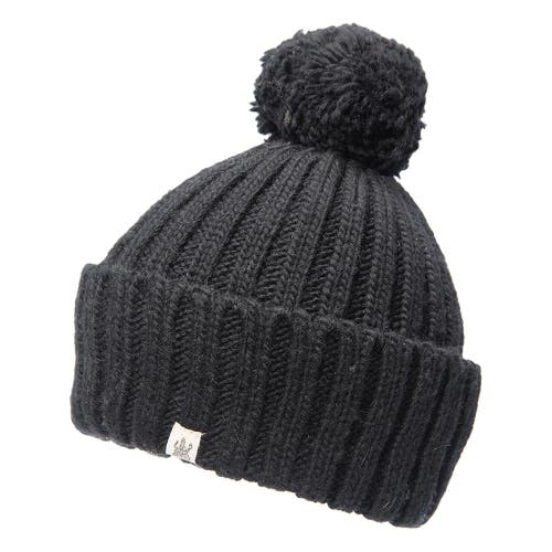 Nirvana Designs Park Fold Rib Pom Beanie In Black