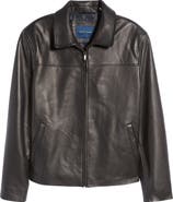 Cole Haan Smooth Lamb Leather Collared Jacket