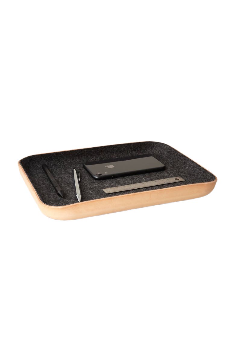 Graf Lantz Kawabon Leather/Merino Wool Large Tray, Main, color, Heather Black Vachetta