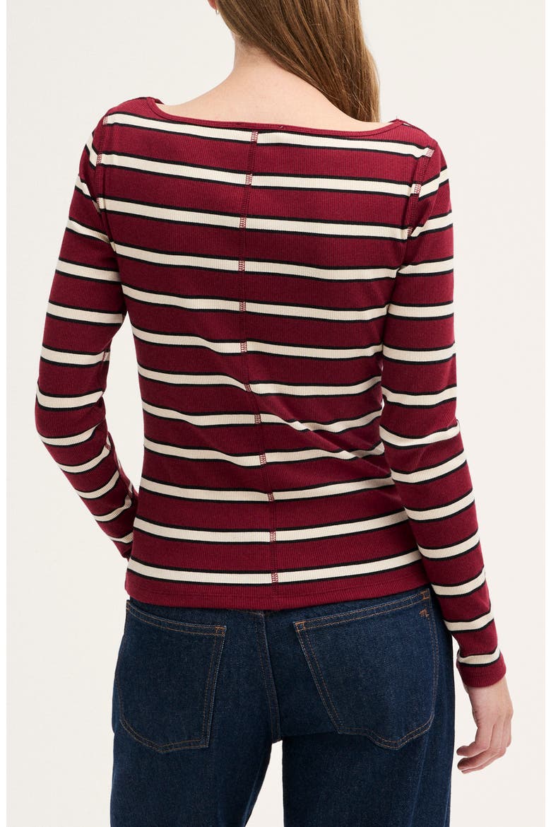 The Boatneck Layering Top in Utility Rib, Alternate, color, VINTAGE MERLOT STRIPE