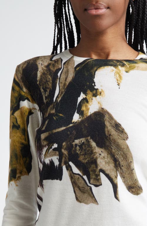 Jason Wu Collection Brushstroke Print Merino Wool Crewneck Sweater