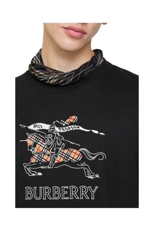 Burberry Equestrian Knight Cotton T-shirt In Black