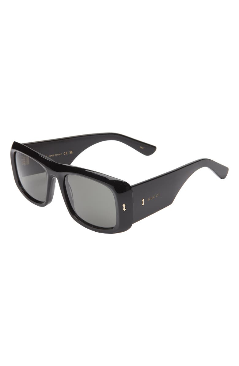 Gucci 56mm Rectangular Sunglasses, Alternate, color, Black Black Grey