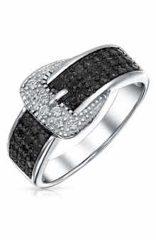 BLING JEWELRY Two-Tone CZ Buckle Ring