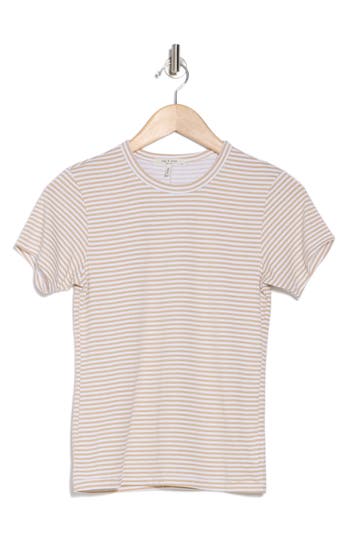 Rag & Bone Lucy Short Sleeve T-shirt In White/tan