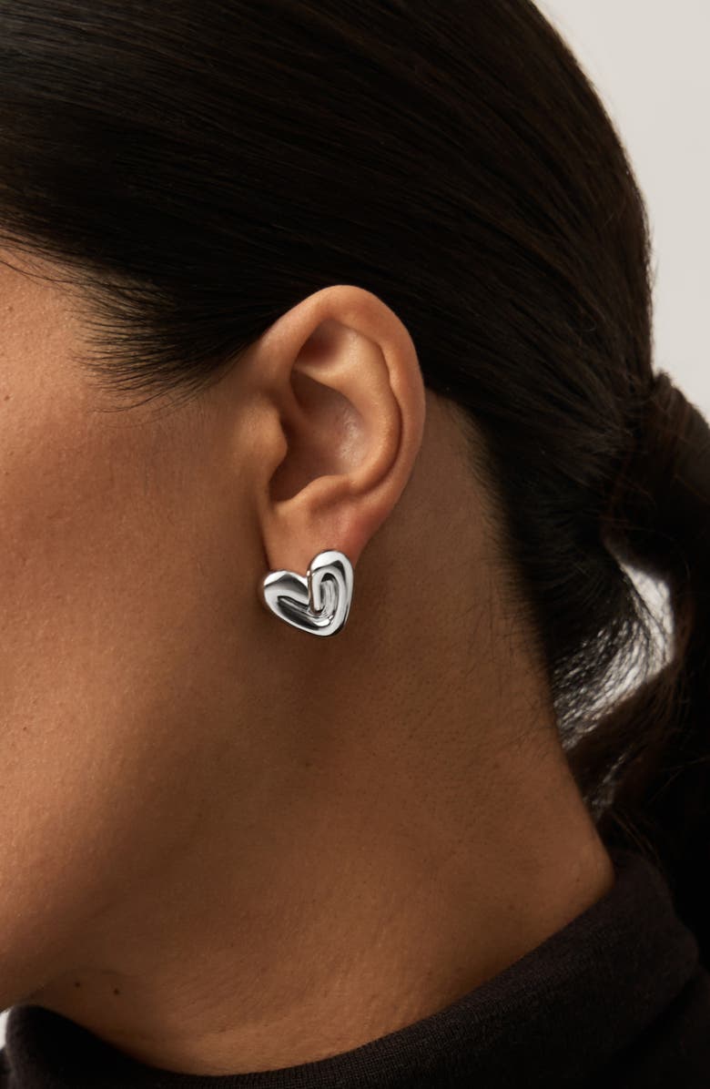 Missoma Puffy Heart Stud Earrings, Alternate, color, Silver