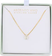 Argento Vivo Sterling Silver Two-Tone Cubic Zirconia Teardrop Pendant Necklace