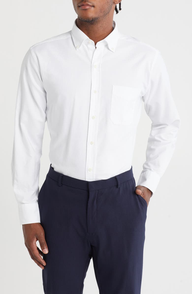 David Donahue Oxford Cotton Button-Down Sport Shirt, Main, color, White