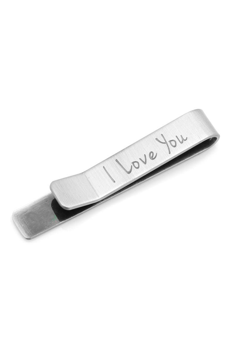 I Love You Tie Bar, Main, color, SILVER