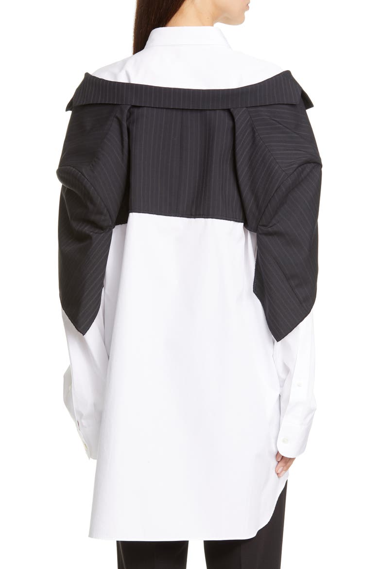 Layered Stripe Blazer Poplin Shirt, Alternate, color, NAVY/ GRAY/ WHITE