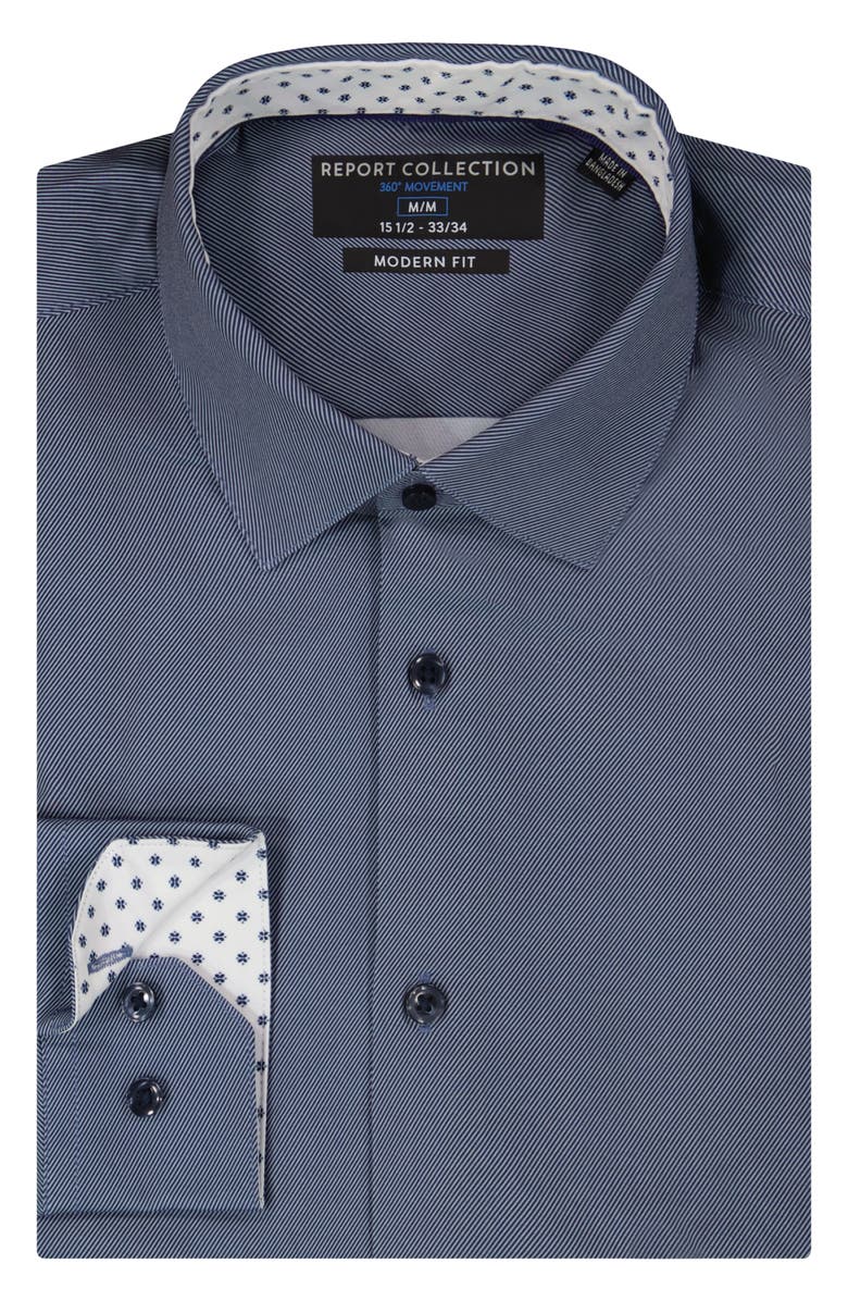 Report Collection Slim Fit 4-Way Stretch Button-Up Shirt, Alternate, color, Navy