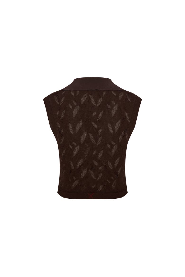 Cropped Ripped Knit Top, Alternate, color, Brown