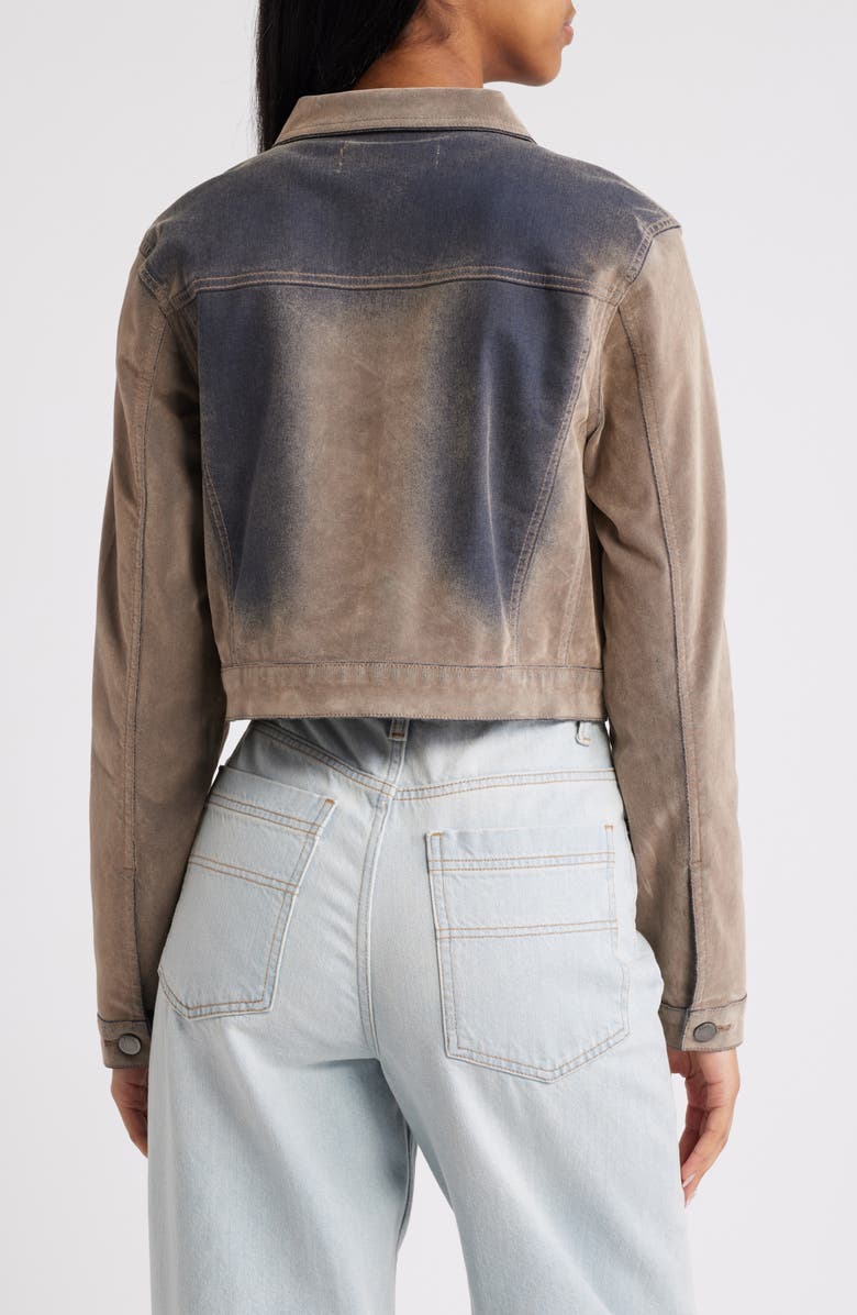 PTCL Flocked Denim Trucker Jacket, Alternate, color, Brown